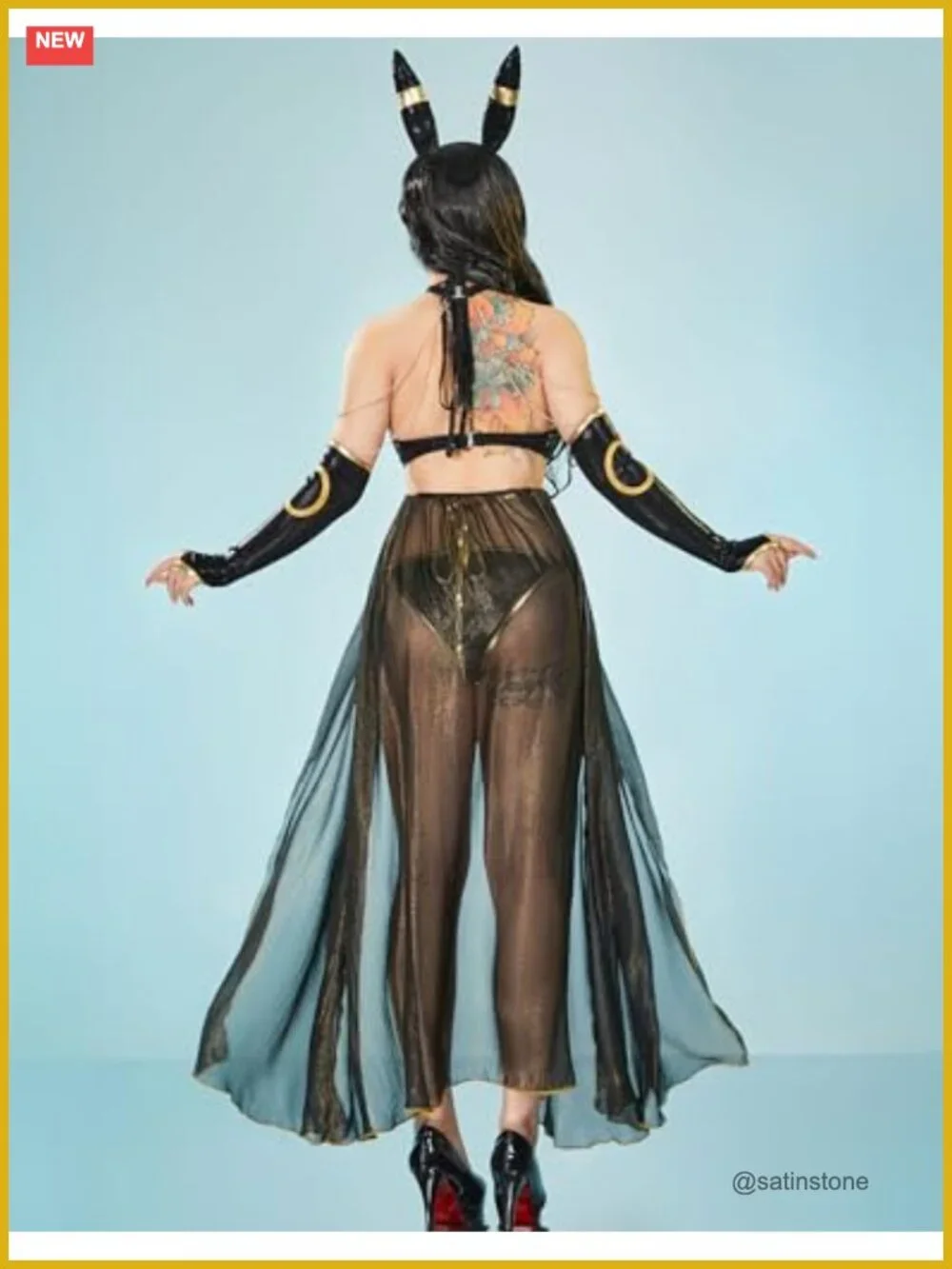 Cosplay Bikini Set with Cover Up Headband Halter Lace Up Swimwear Rave Bathing